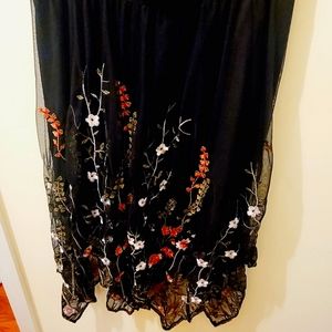 INC black floral skirt